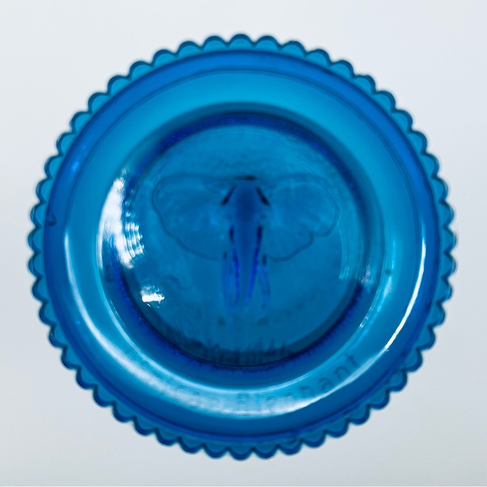 Pairpoint Vtg Blue Stamped Cup Plate Featuring The African Elephant. Collectible